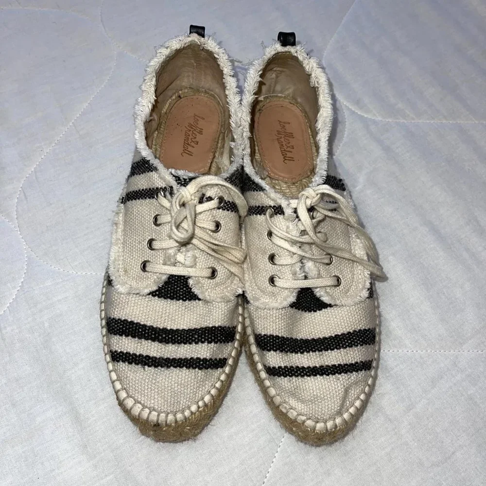 Loeffler Randall Alfie Espadrille Sneaker Womens Off White Black Size 8.5 US